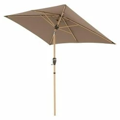 Alternative view of BAUHAUS Doppler Alu Wood Kurbelschirm Ultra Greige, 210 X 140 Cm