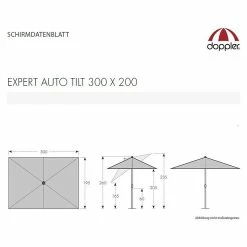 BAUHAUS Doppler Expert Sonnenschirm Auto Tilt Hellgrau, 300 X 200 Cm 11 BAUHAUS Doppler Expert Sonnenschirm Auto Tilt Hellgrau, 300 X 200 Cm -Bauhaus Shop 12 1059