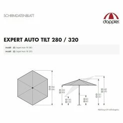 BAUHAUS Doppler Expert Kurbelschirm Auto Tilt Anthrazit, Durchmesser: 320 Cm -Bauhaus Shop 12 1211