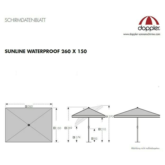 BAUHAUS Doppler Sonnenschirm Sunline-Waterproof III Greige, 260 X 150 Cm 5 BAUHAUS Doppler Sonnenschirm Sunline-Waterproof III Greige, 260 X 150 Cm – Bild 5
