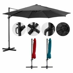 BAUHAUS Sunfun Ampelschirm Florenz Anthrazit, Durchmesser: 350 Cm