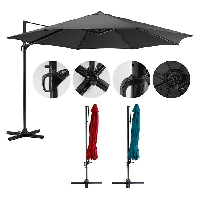 BAUHAUS Sunfun Ampelschirm Florenz Anthrazit, Durchmesser: 350 Cm 1 BAUHAUS Sunfun Ampelschirm Florenz Anthrazit, Durchmesser: 350 Cm