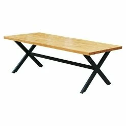 BAUHAUS Gartentisch L X B X H: 220 X 100 X 76 Cm, Robinie, Naturbraun/Schwarz
