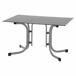 Bauhaus Shop 18 BAUHAUS Siena Garden Gartentisch Sola L X B X H: 120 X 80 X 71 Cm, Hochdruck-Schichtpressstoff (HPL), Silber/Dunkelgrau, Klappbar