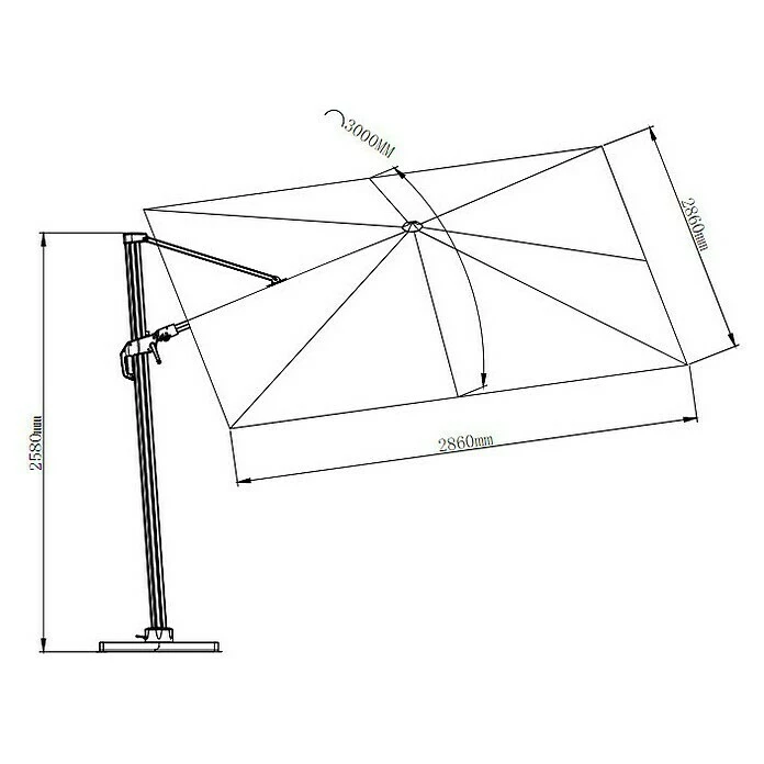 BAUHAUS Sunfun Ampelschirmgestell Monaco Passend Für: Sunfun Ersatz-Bezug Monaco 300 X 300 Cm 6 BAUHAUS Sunfun Ampelschirmgestell Monaco Passend Für: Sunfun Ersatz-Bezug Monaco 300 X 300 Cm – Bild 6